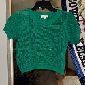 THML Teal Knit Short Sleeve cropped Top